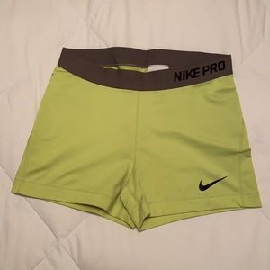 Nike Pro Lime green spandex shorts